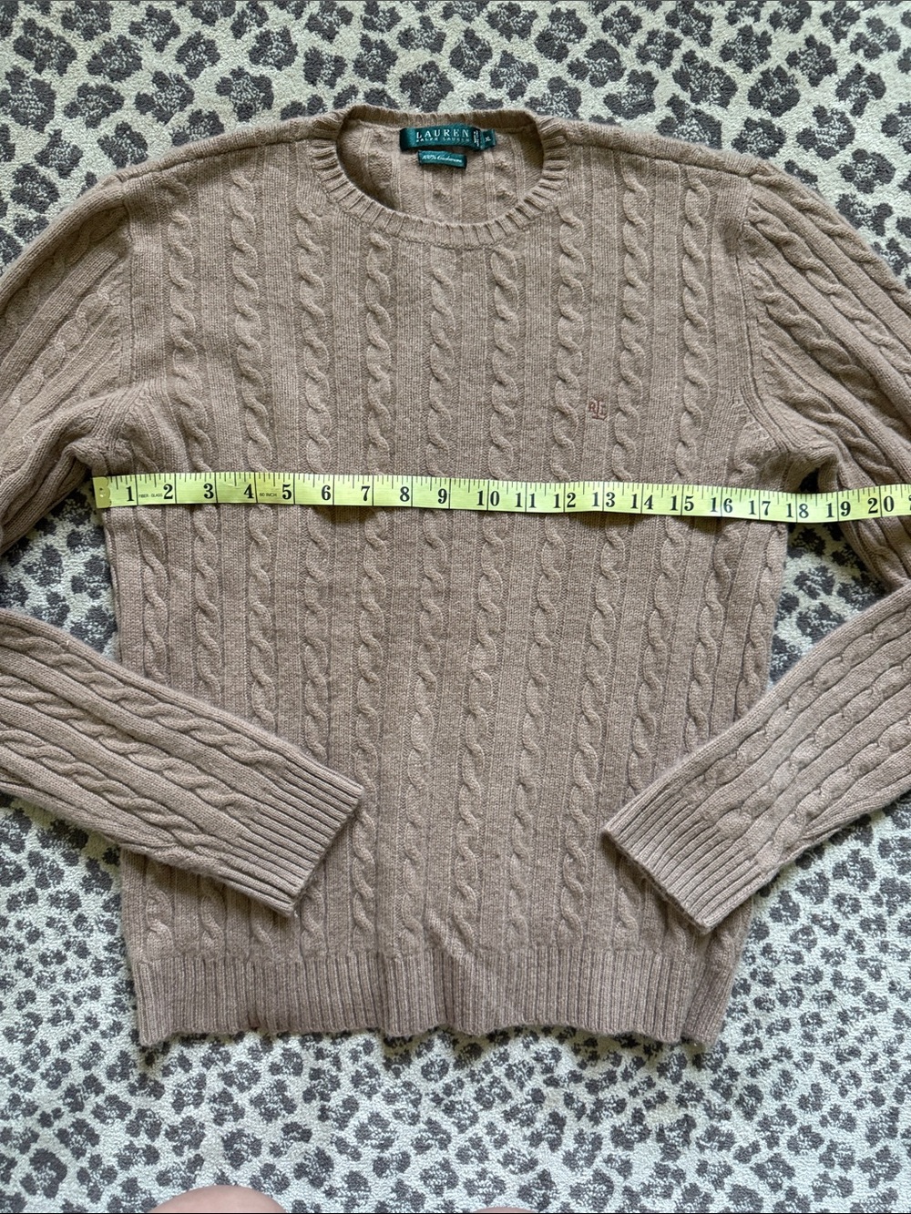 Ralph Lauren Cable-Knit Crewneck Sweater - Taupe Brown - Picture 8 of 9